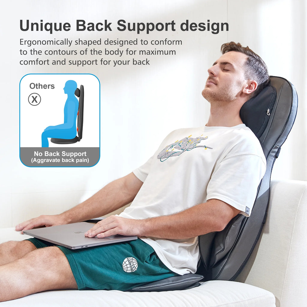 Relax On-The-Go – Comfier Back Massager with Heat Shiatsu Pad | Air Compression & Rolling Nodes for Neck, Back & Hips 