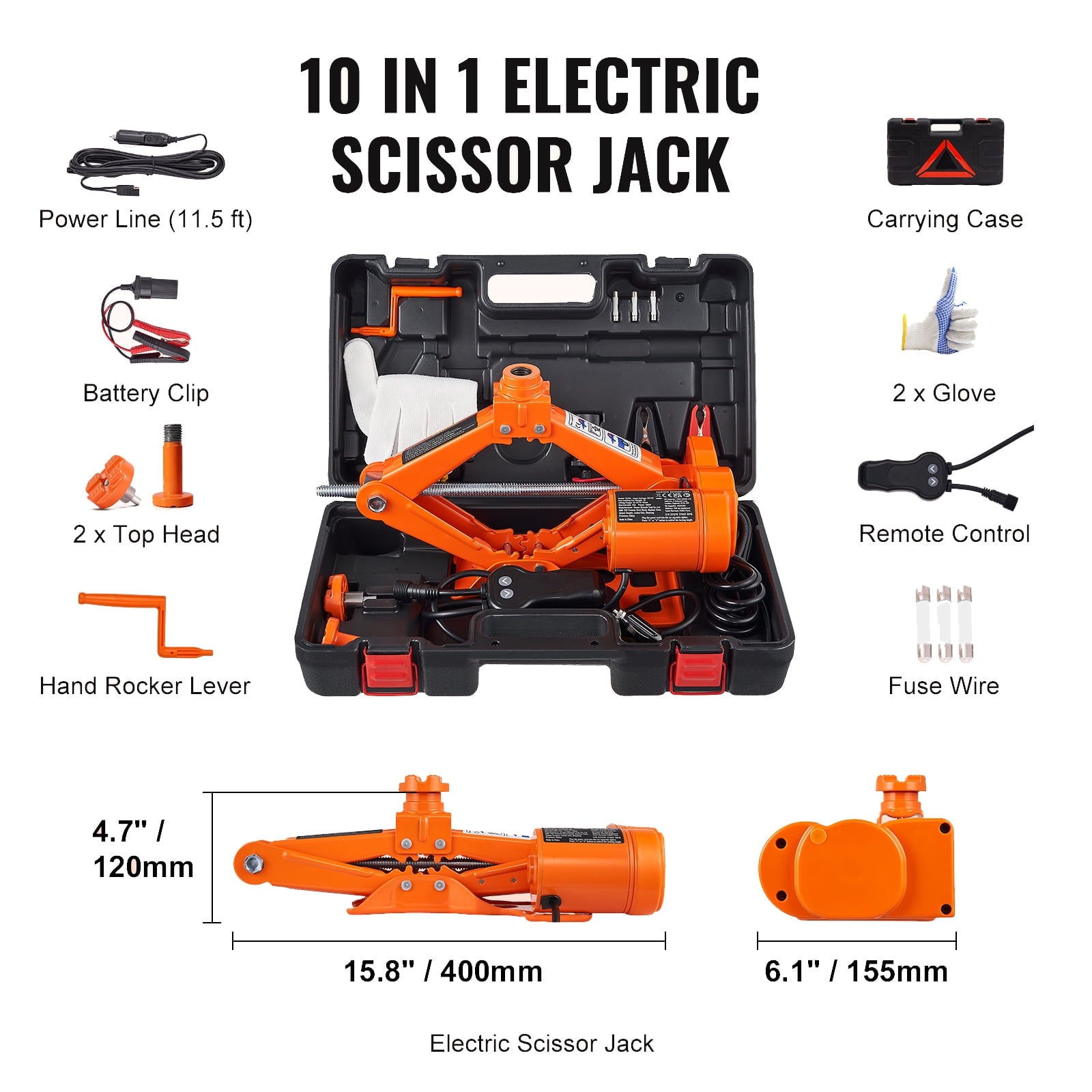 Lift Smarter – VEVOR 3-Ton Electric Scissor Jack | 12 V Auto Lift + Built-In Tire Inflator & Remote