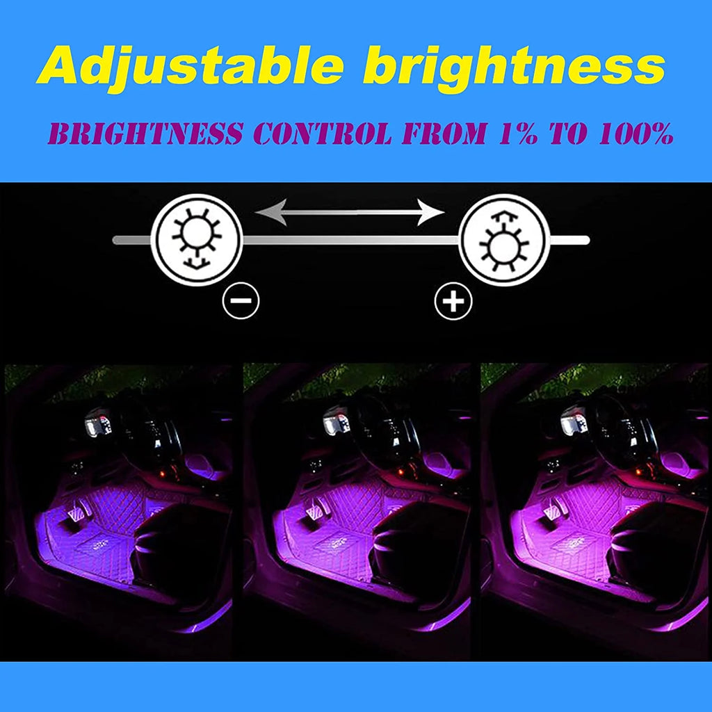 Light Up Your Ride –  Interior LED Strip Lights (4-Pack) | 16 M Colors, Music Sync & Voice Control