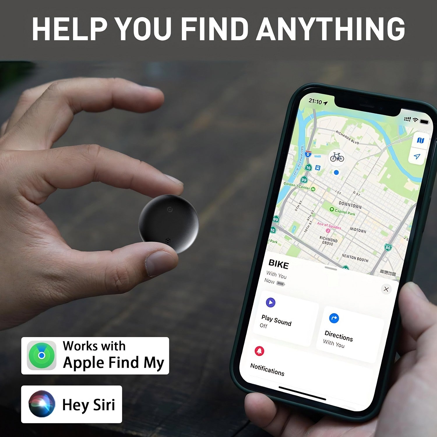 Mini GPS Vehicle Tracker Real-Time – Works with Apple Find My & Android Find My Device (No Subscription Required)