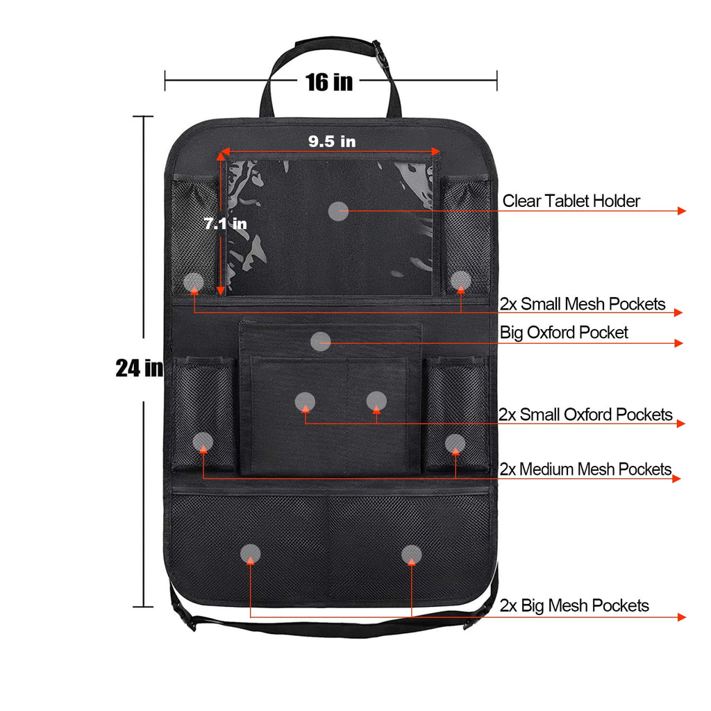 Stay Organized in the Backseat –  Backseat Organizer 2-Pack with Tablet Holder & 10 Pockets