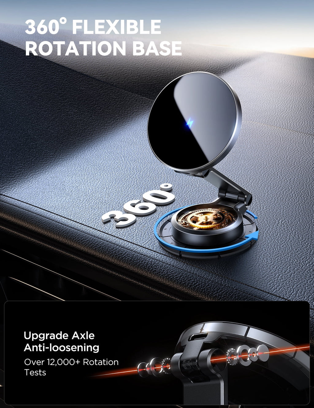 JOYROOM 15W MagSafe Car Mount & Wireless Charger — 360° Dashboard Phone Holder | Mount it. Charge it. Keep your route in view.