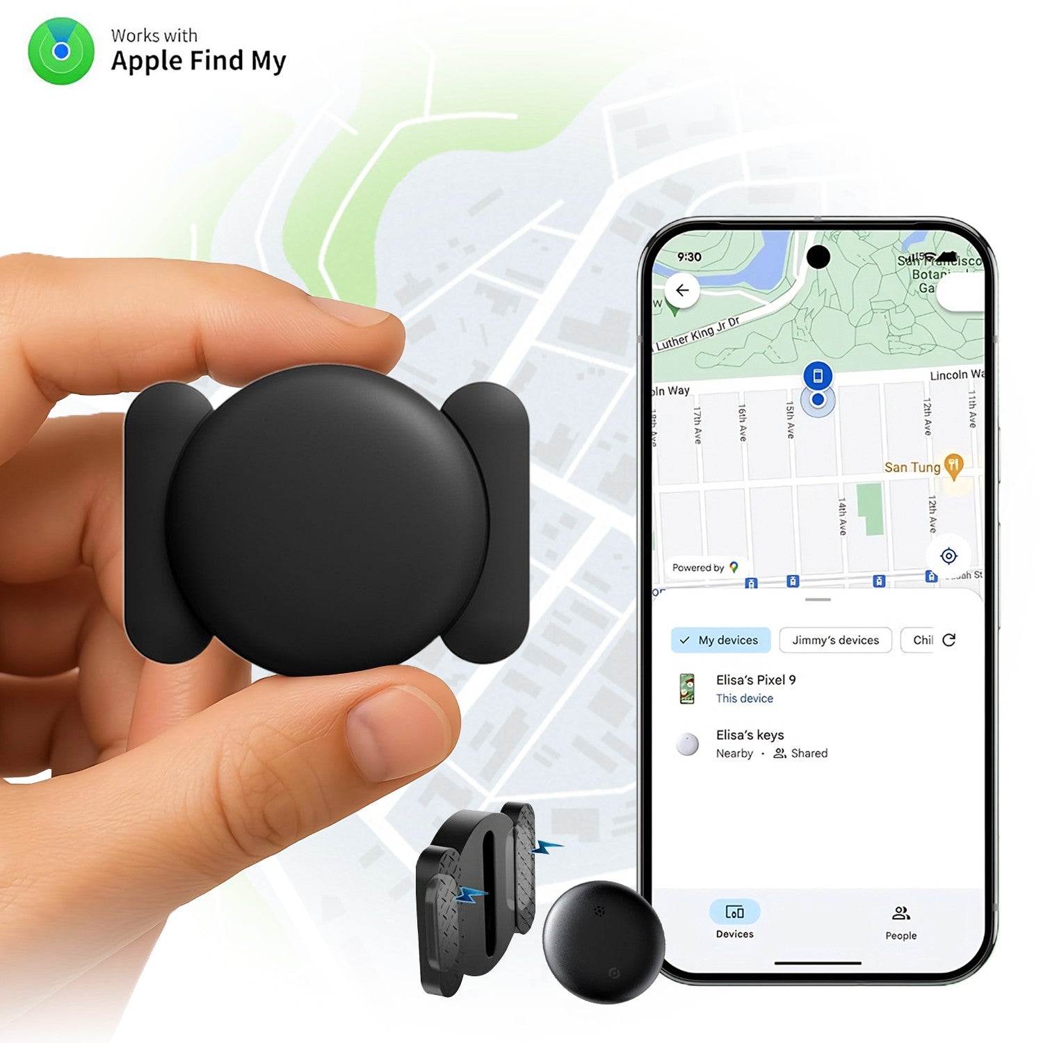 Mini GPS Vehicle Tracker Real-Time – Works with Apple Find My & Android Find My Device (No Subscription Required)