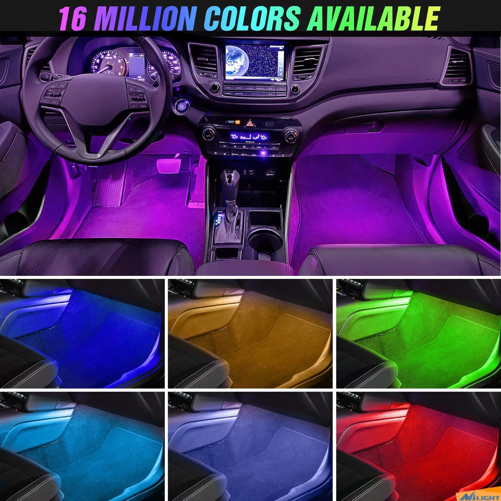 Light Up Your Ride –  Interior LED Strip Lights (4-Pack) | 16 M Colors, Music Sync & Voice Control