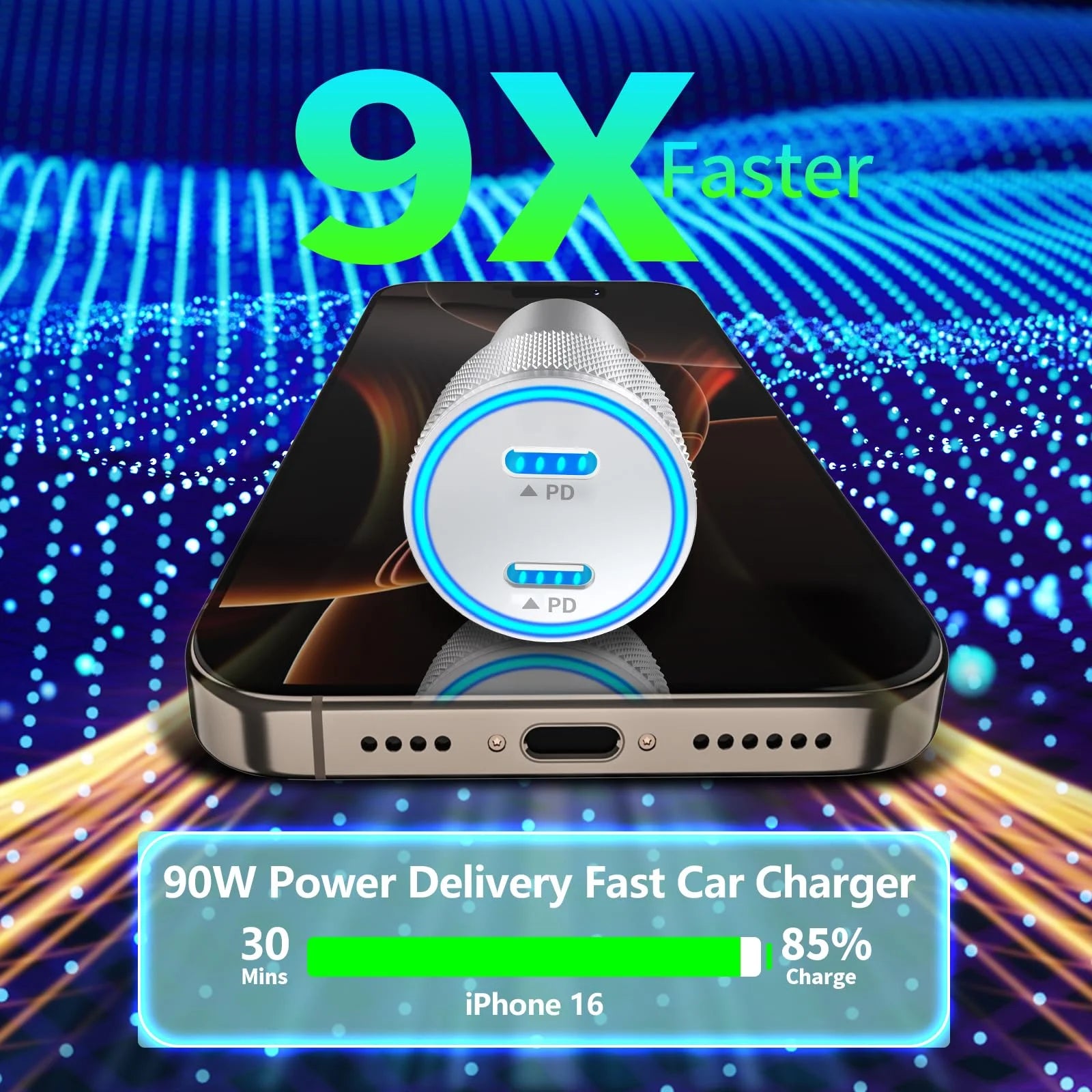 Stay Charged Anywhere – Apple MFi 90W Dual USB-C Car Charger (2-Pack) with Braided Cable