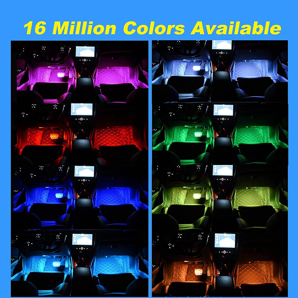 Light Up Your Ride –  Interior LED Strip Lights (4-Pack) | 16 M Colors, Music Sync & Voice Control