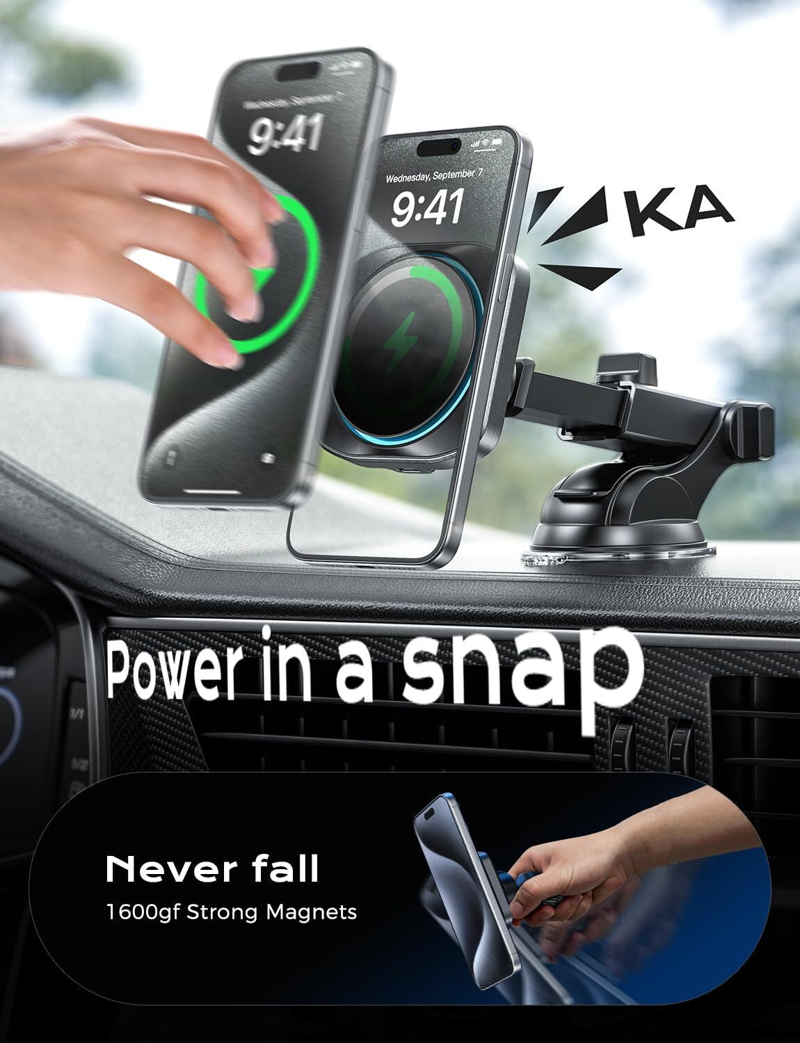 No More Overheating – MagSafe Fast Charger Mount with Cooling Fan | Stay Powered On Every Drive