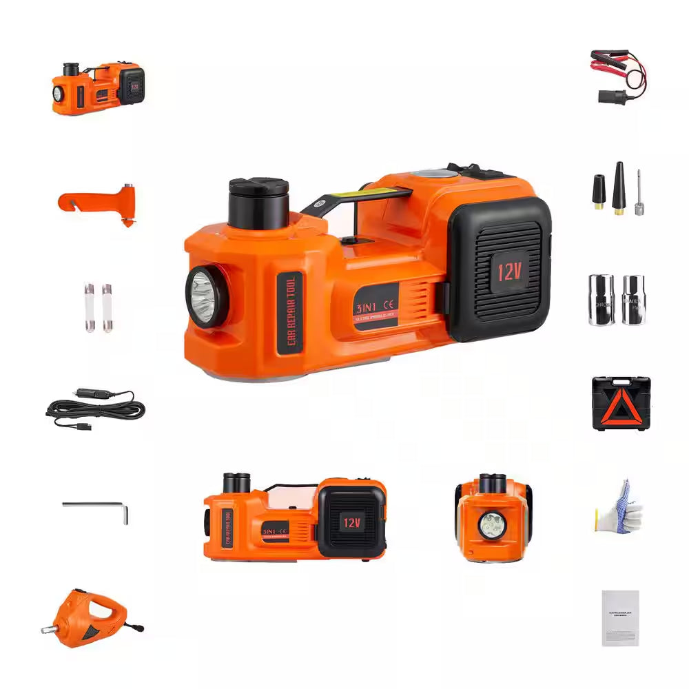 Easy Electric Car Jack Kit | 5-Ton Lift with Inflator Pump & Wrench – One-Button Tire Change by SKYSHALO