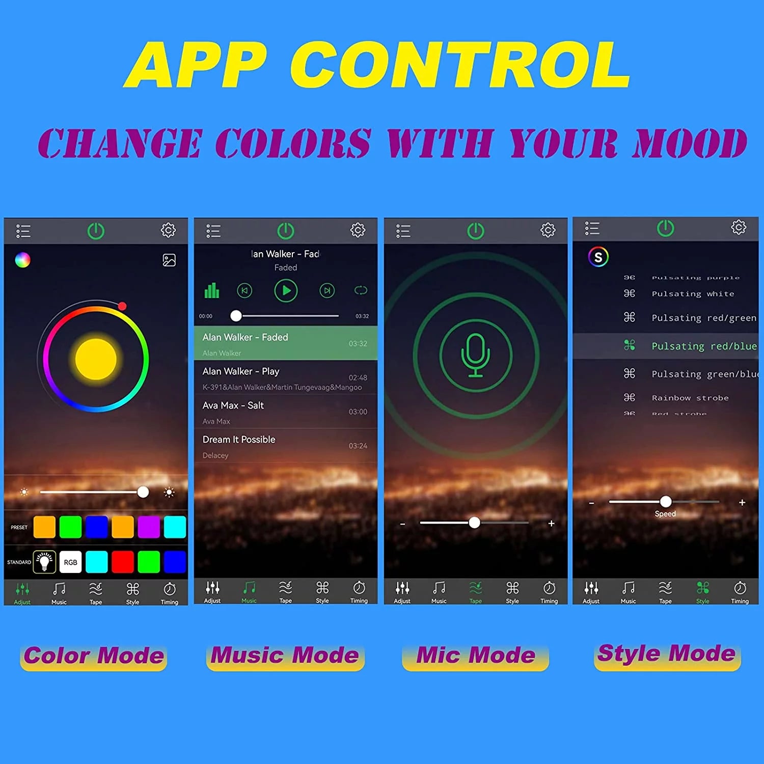 Light Up Your Ride –  Interior LED Strip Lights (4-Pack) | 16 M Colors, Music Sync & Voice Control