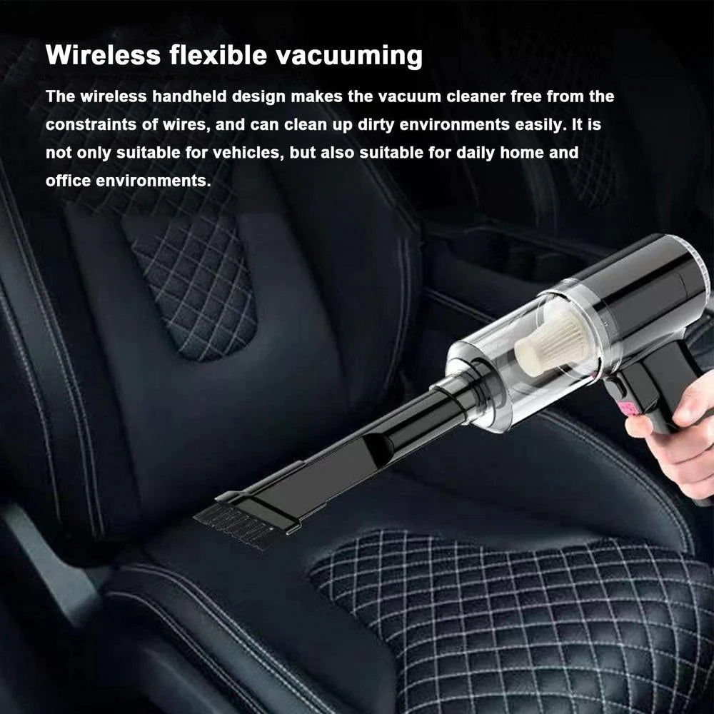 Spotless Ride Anywhere – 120W Cordless Mini Car Vacuum | 9 KPa Suction, Rechargeable & HEPA Filter