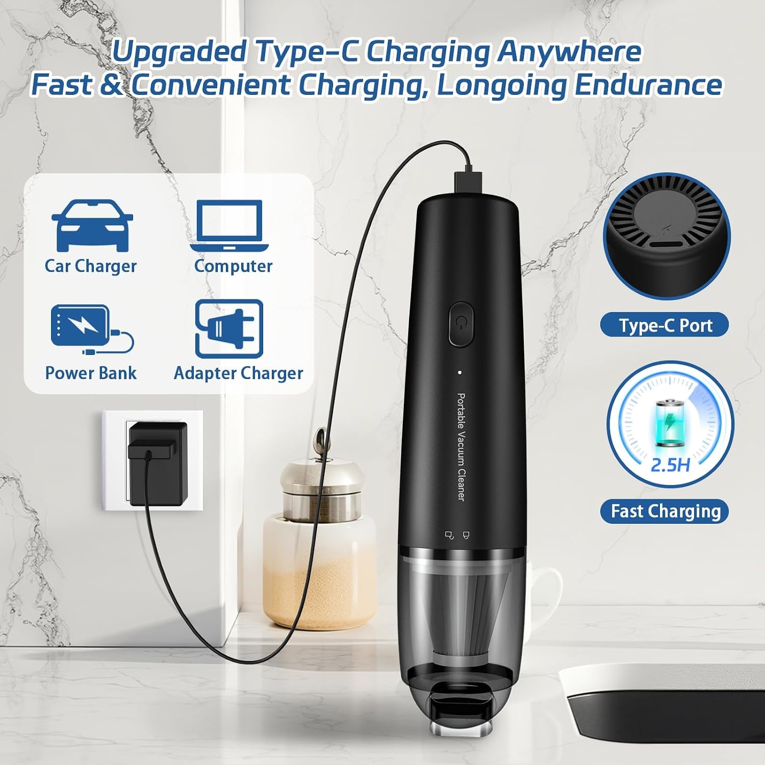 13,000Pa Cordless Car Vacuum — Lightweight USB-C Handheld Cleaner with HEPA Filters | Clean the crumbs, dust and tight spaces without dragging out a full-size vacuum.