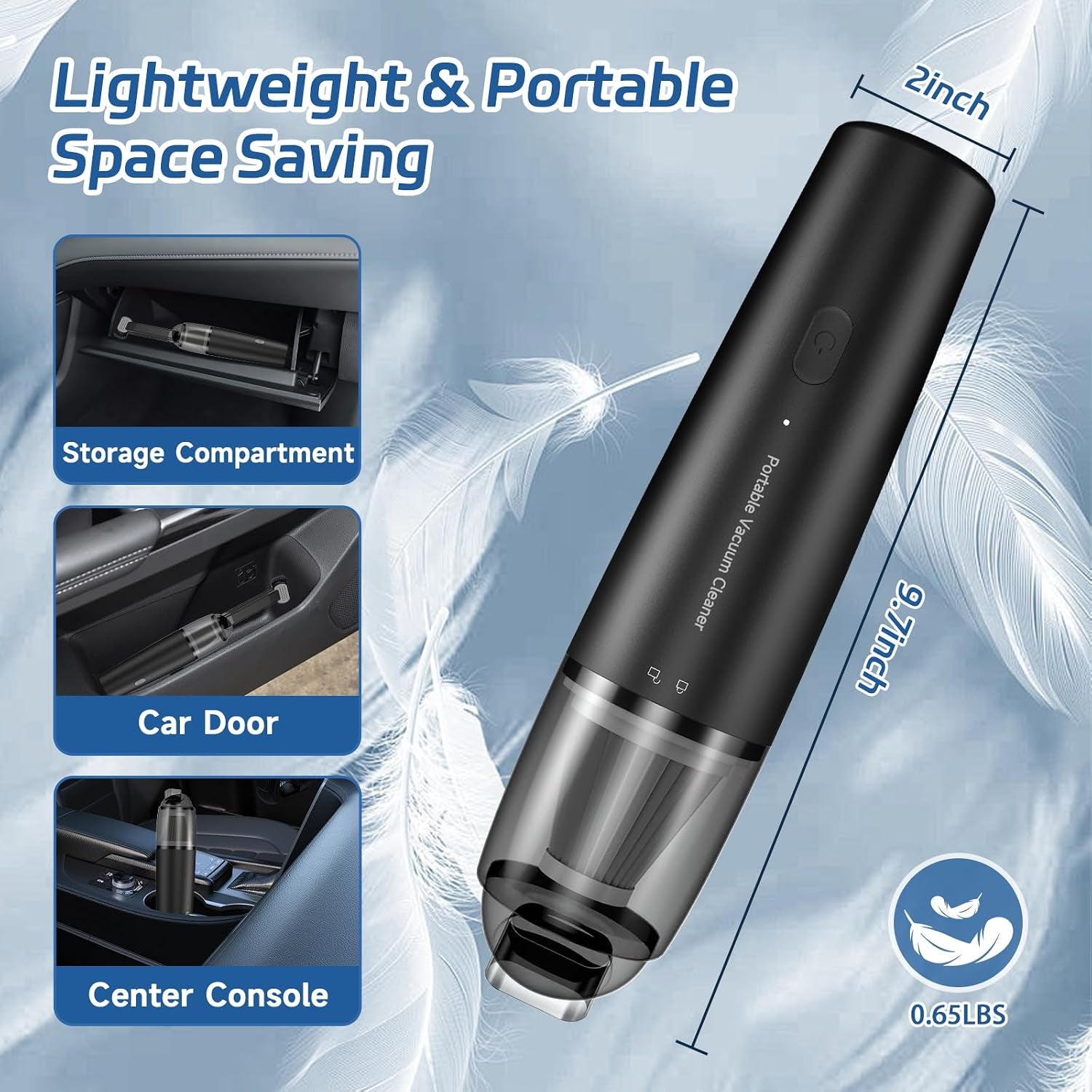 13,000Pa Cordless Car Vacuum — Lightweight USB-C Handheld Cleaner with HEPA Filters | Clean the crumbs, dust and tight spaces without dragging out a full-size vacuum.