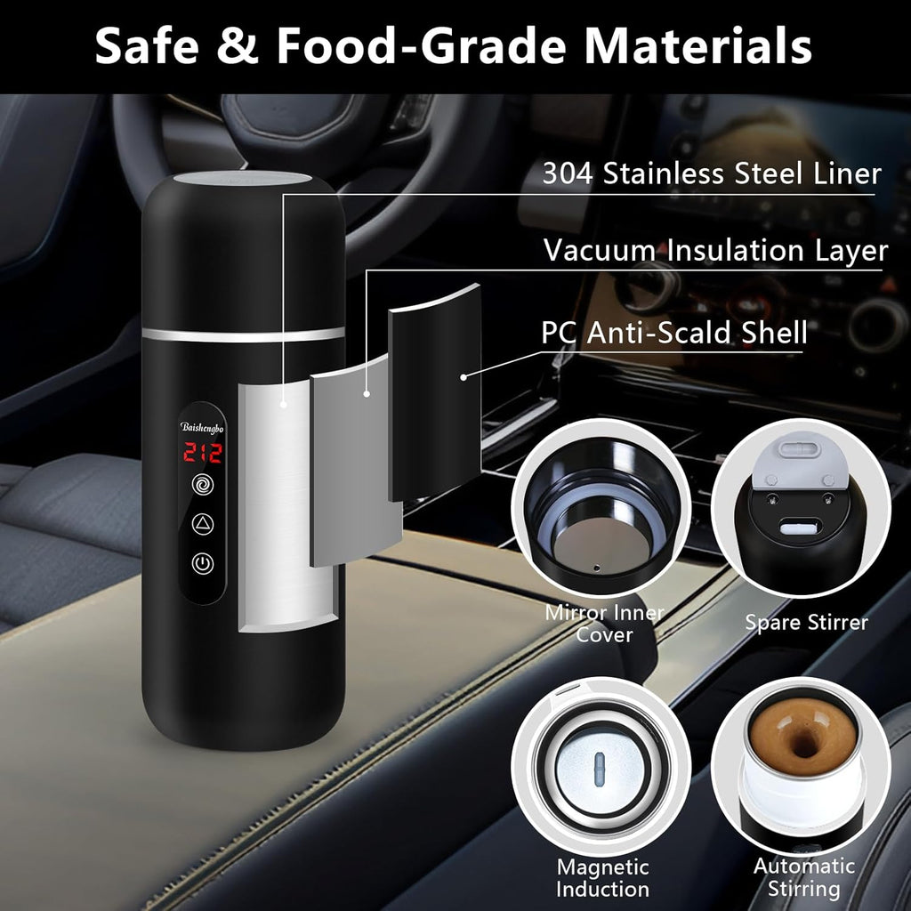 Hot Drinks Anywhere – 12V/24V Portable Car Kettle (420 mL) | Fast-Heat Coffee, Tea & Soup Maker for Cars & Trucks