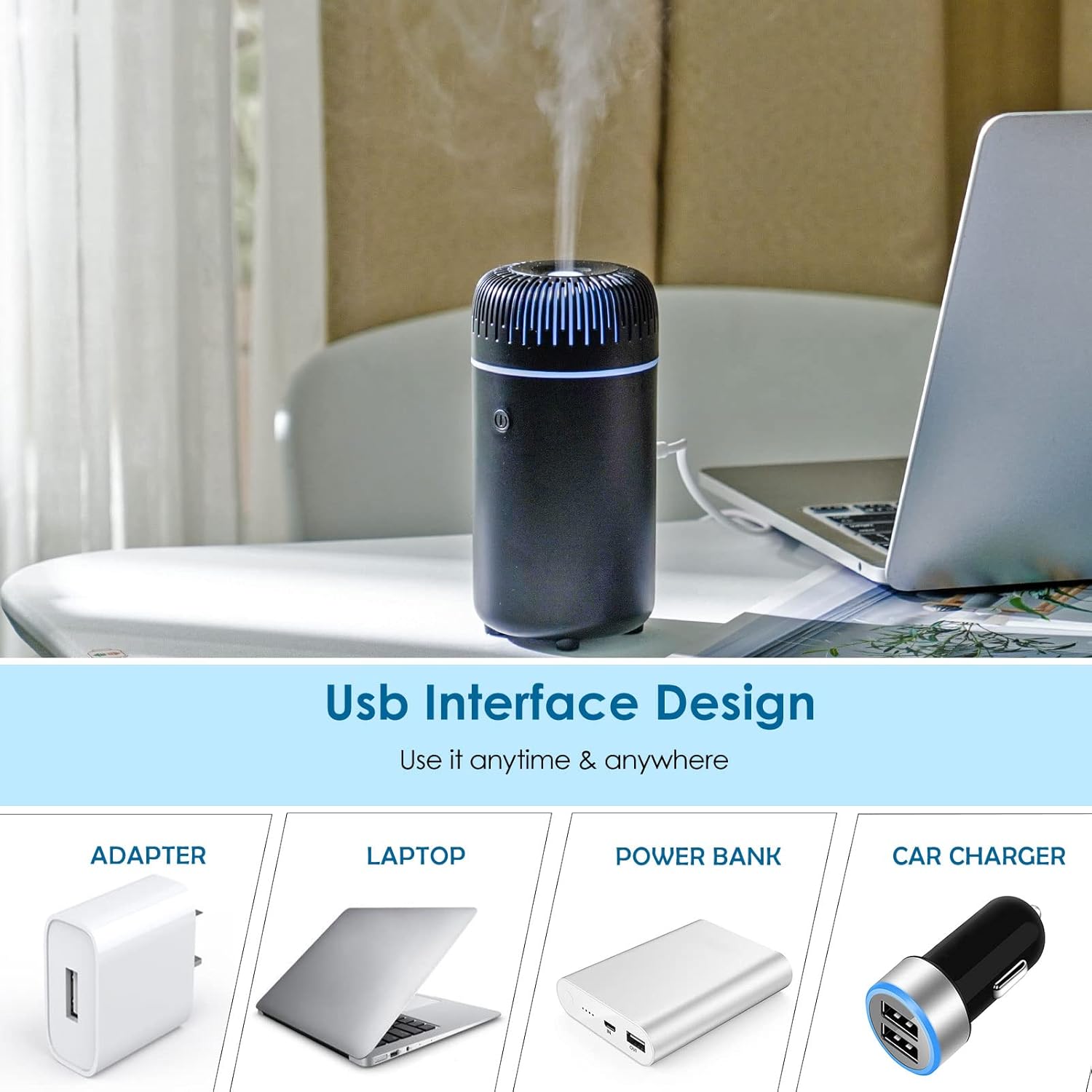Drive Fresh - Car Diffuser Humidifier USB Aromatherapy Essential Oil Air Freshener USB Cool Mist Mini Portable Diffuser