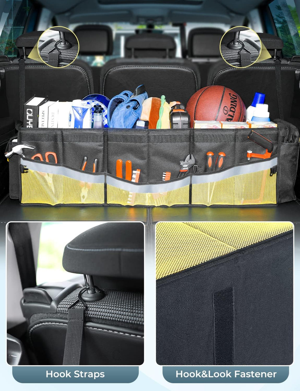 Keep Your Trunk Tidy – Large Collapsible Trunk Organizer with Removable Cooler Bag (95L) for SUV, Car & Truck