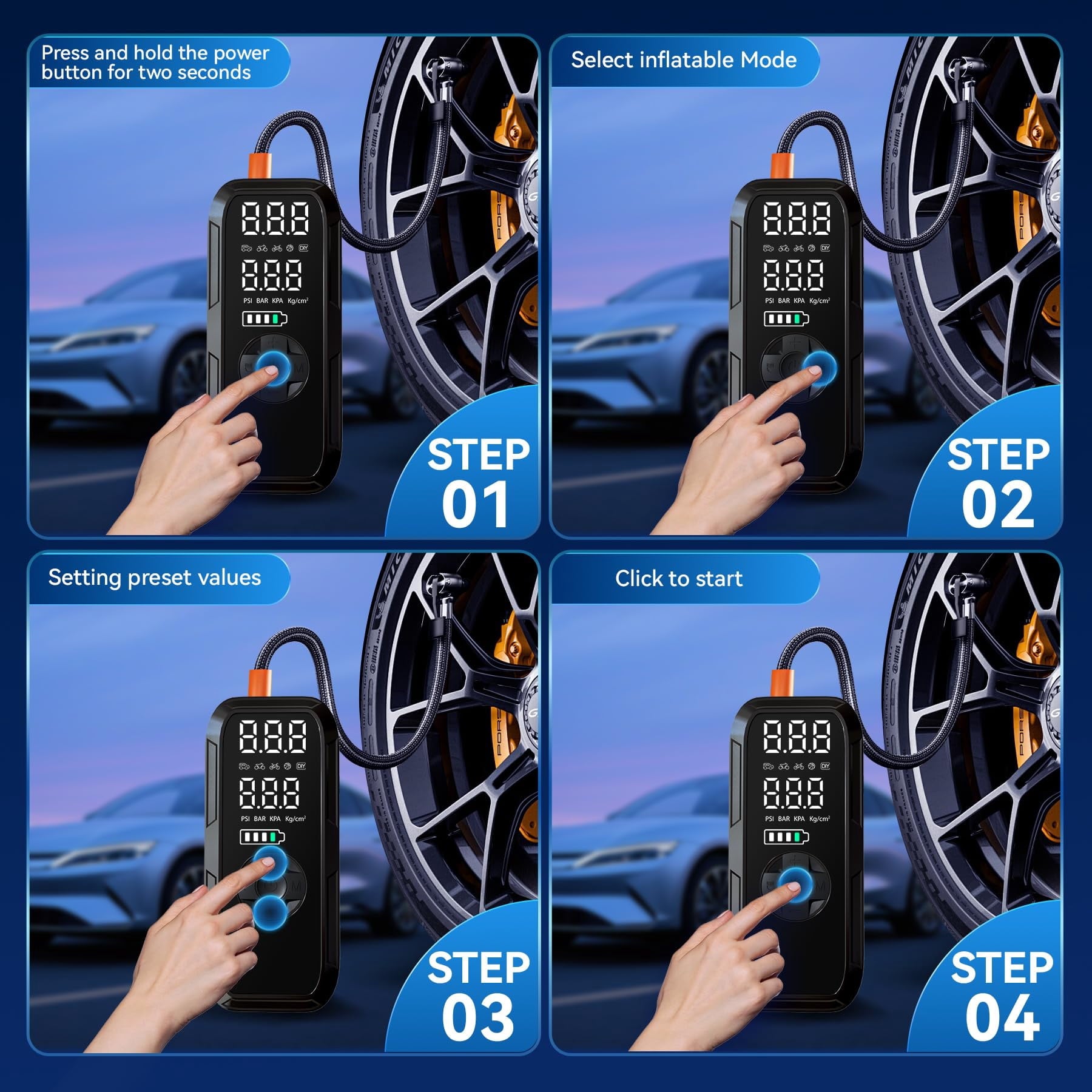 Cordless Portable Tire Inflator — 150 PSI Digital Air Pump -  Low tire? Handle it yourself.