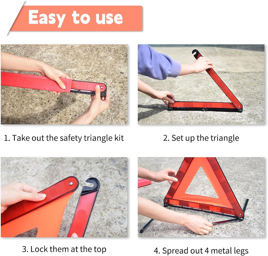 Roadside Emergency Visibility Kit — Reflective Triangles, Safety Vest & LED Flare | Be seen before a roadside stop becomes more dangerous.