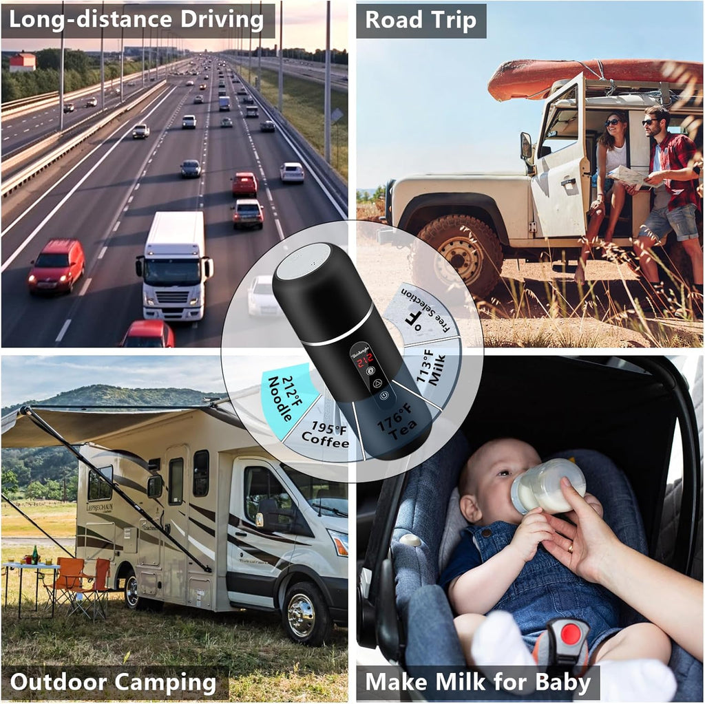 Hot Drinks Anywhere – 12V/24V Portable Car Kettle (420 mL) | Fast-Heat Coffee, Tea & Soup Maker for Cars & Trucks