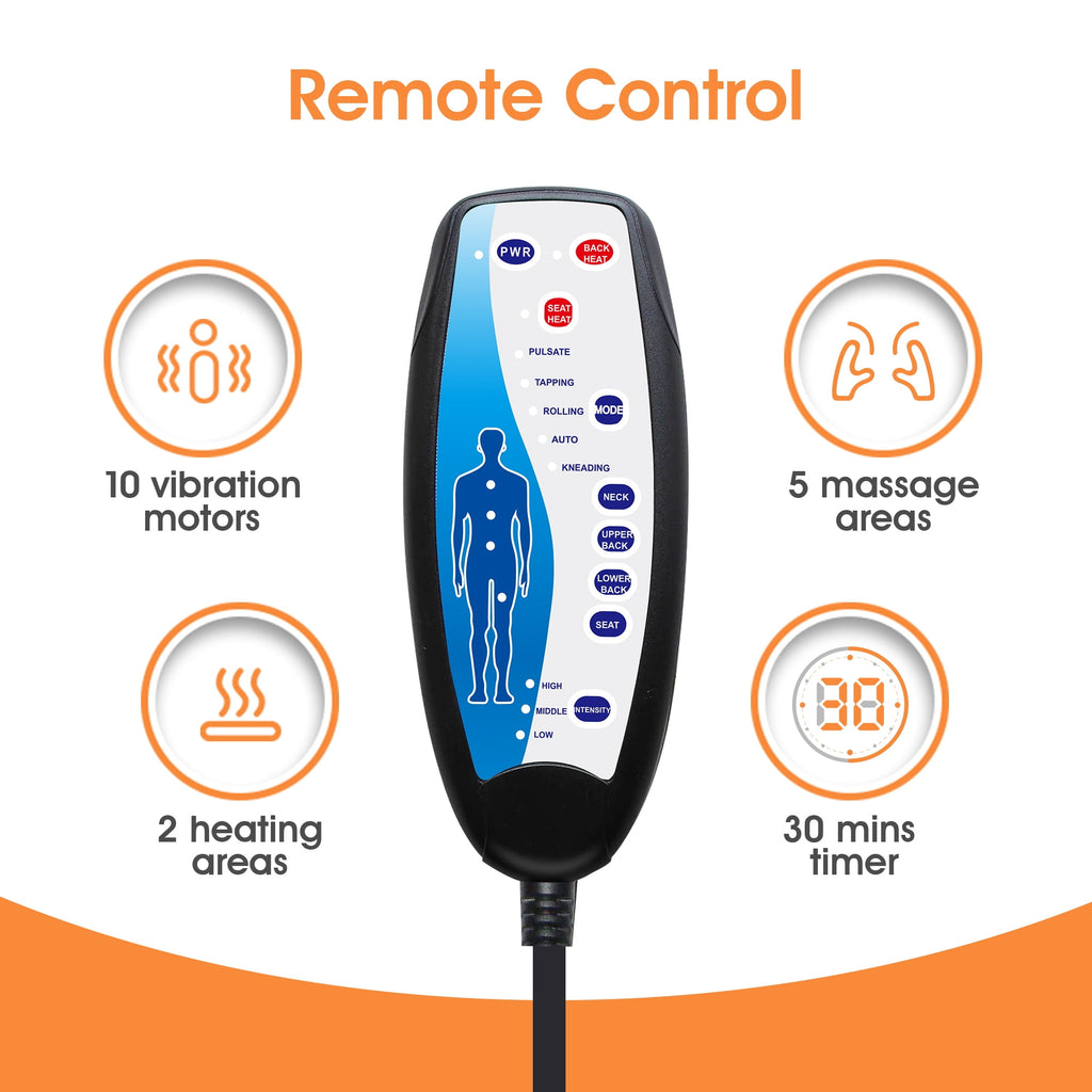 Relax On-The-Go – Comfier Back Massager with Heat Seat| Air Compression & Rolling Nodes for Neck & Back