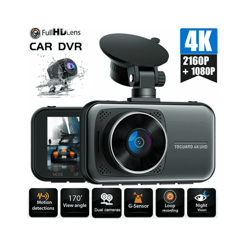 See Every Detail –  4K + 1080P Dual Dash Cam | Front & Rear, Night Vision & Parking Monitor