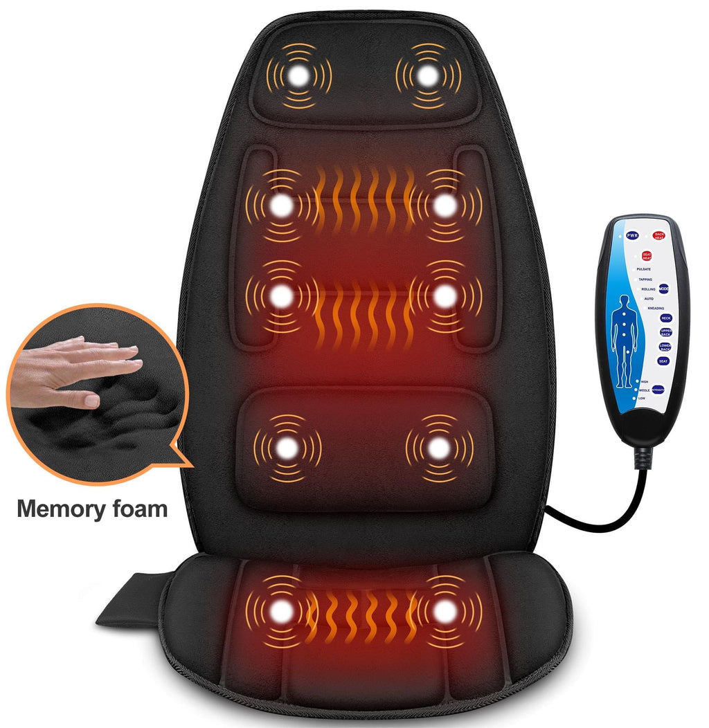 Relax On-The-Go – Comfier Back Massager with Heat Seat| Air Compression & Rolling Nodes for Neck & Back