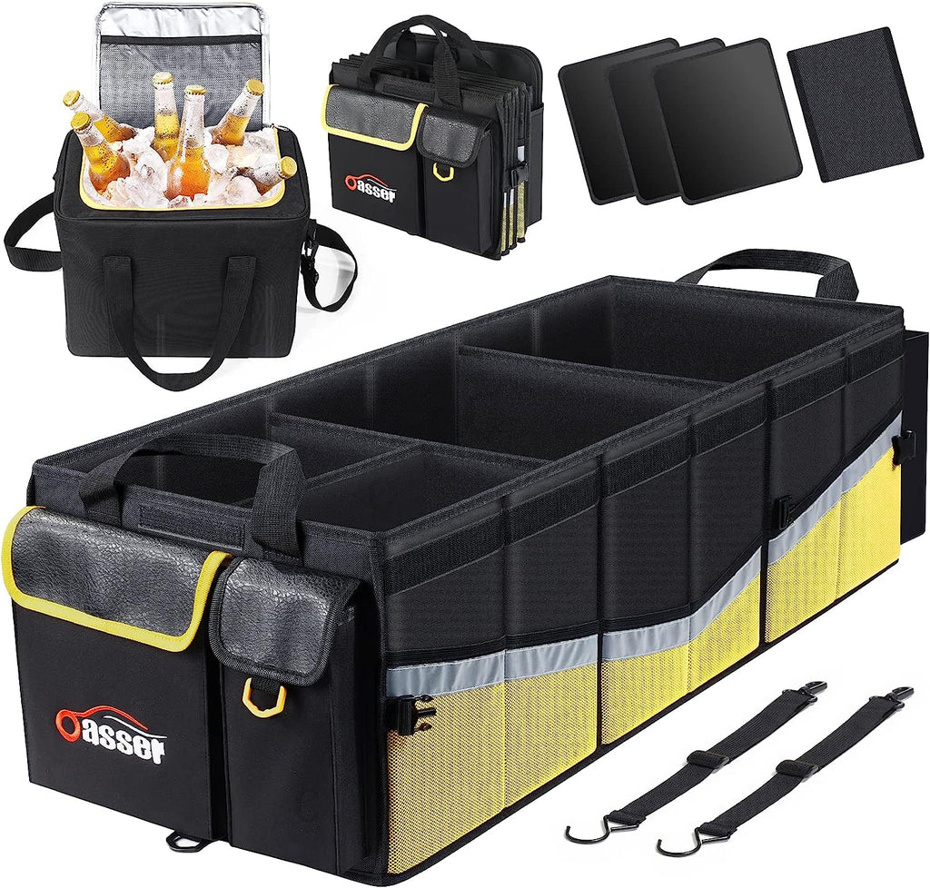 Keep Your Trunk Tidy – Large Collapsible Trunk Organizer with Removable Cooler Bag (95L) for SUV, Car & Truck
