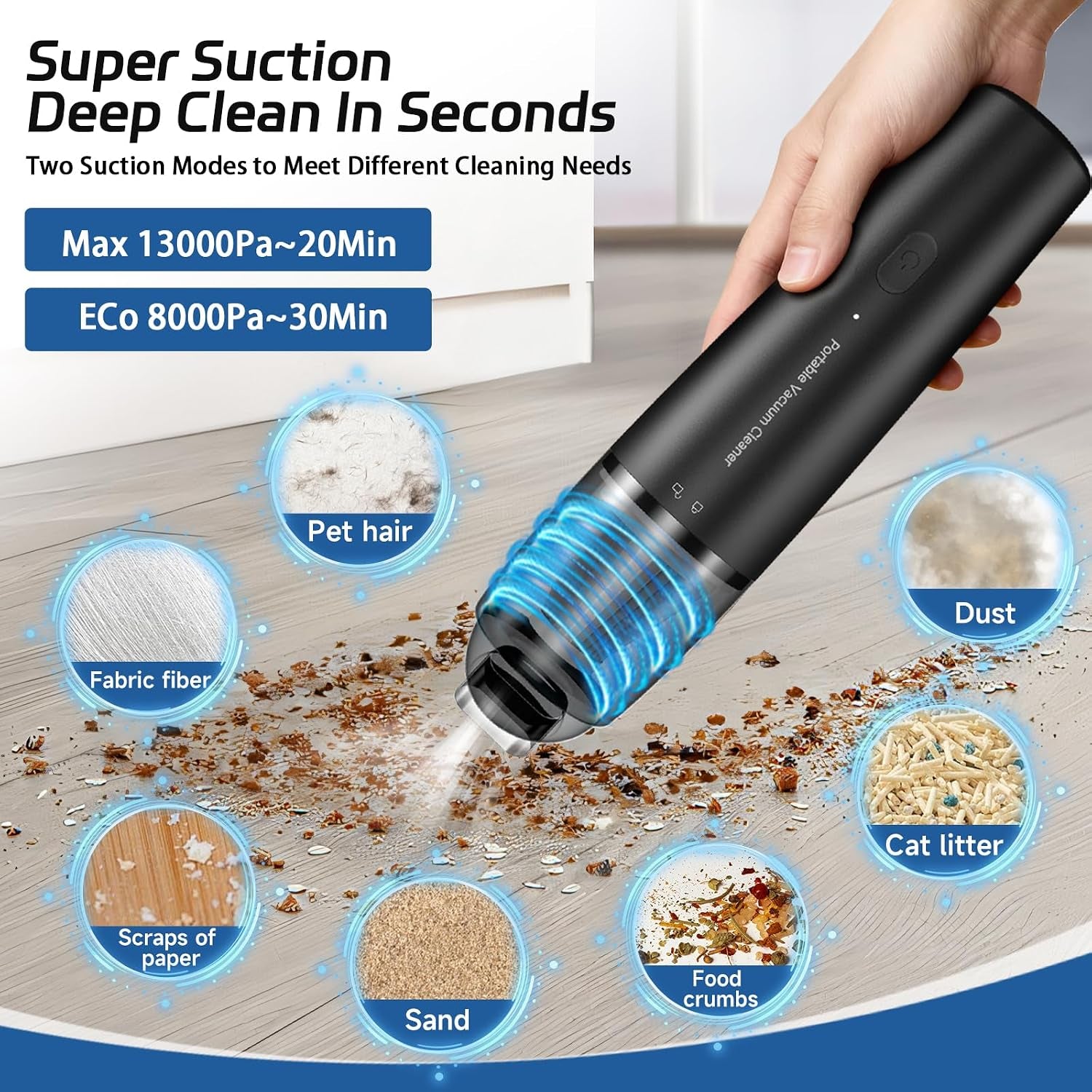 13,000Pa Cordless Car Vacuum — Lightweight USB-C Handheld Cleaner with HEPA Filters | Clean the crumbs, dust and tight spaces without dragging out a full-size vacuum.