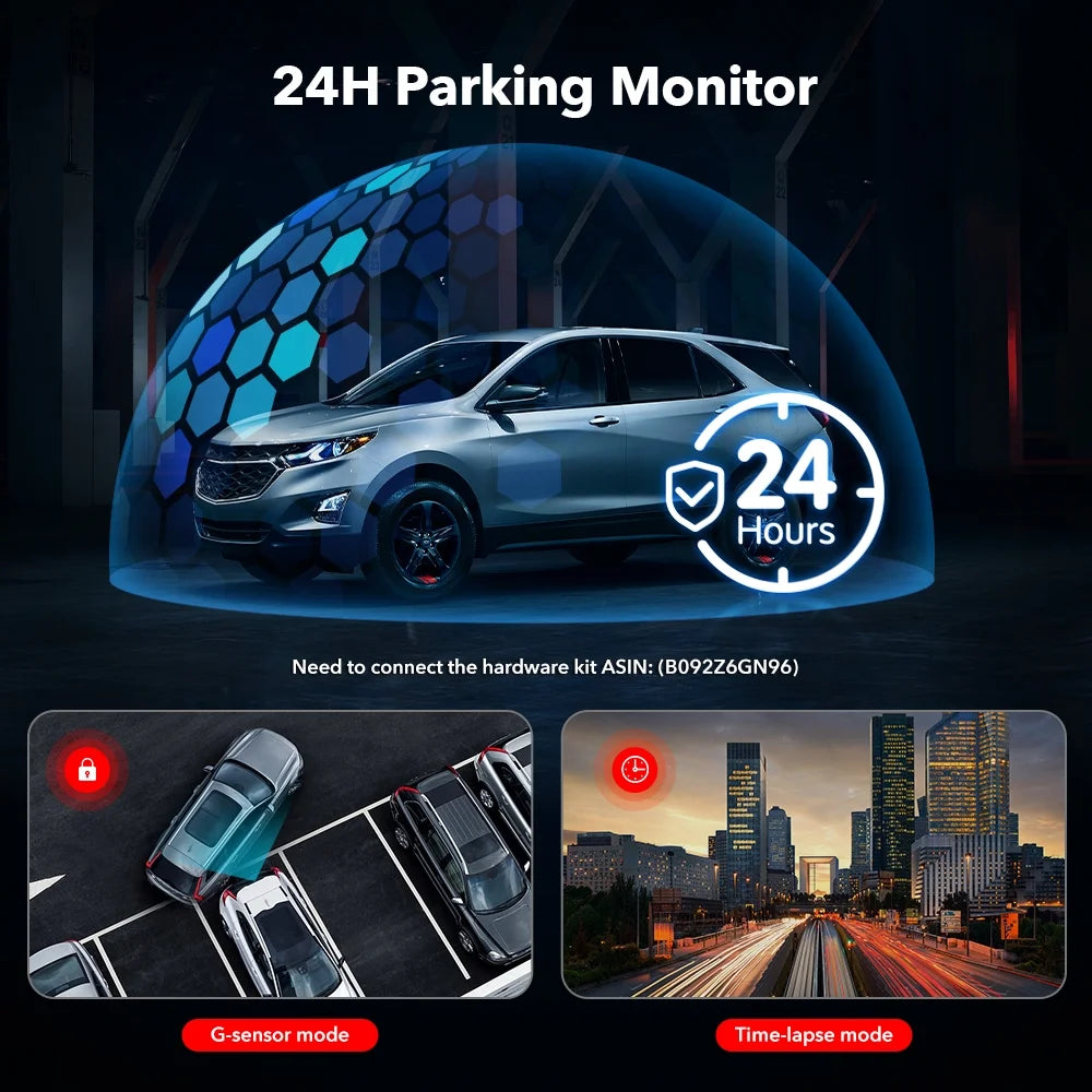 See Every Angle – 3-Channel 4K Dash Cam (Front + Rear + Inside) | Night Vision, 24 Hr Parking Guard & 32 GB Card 