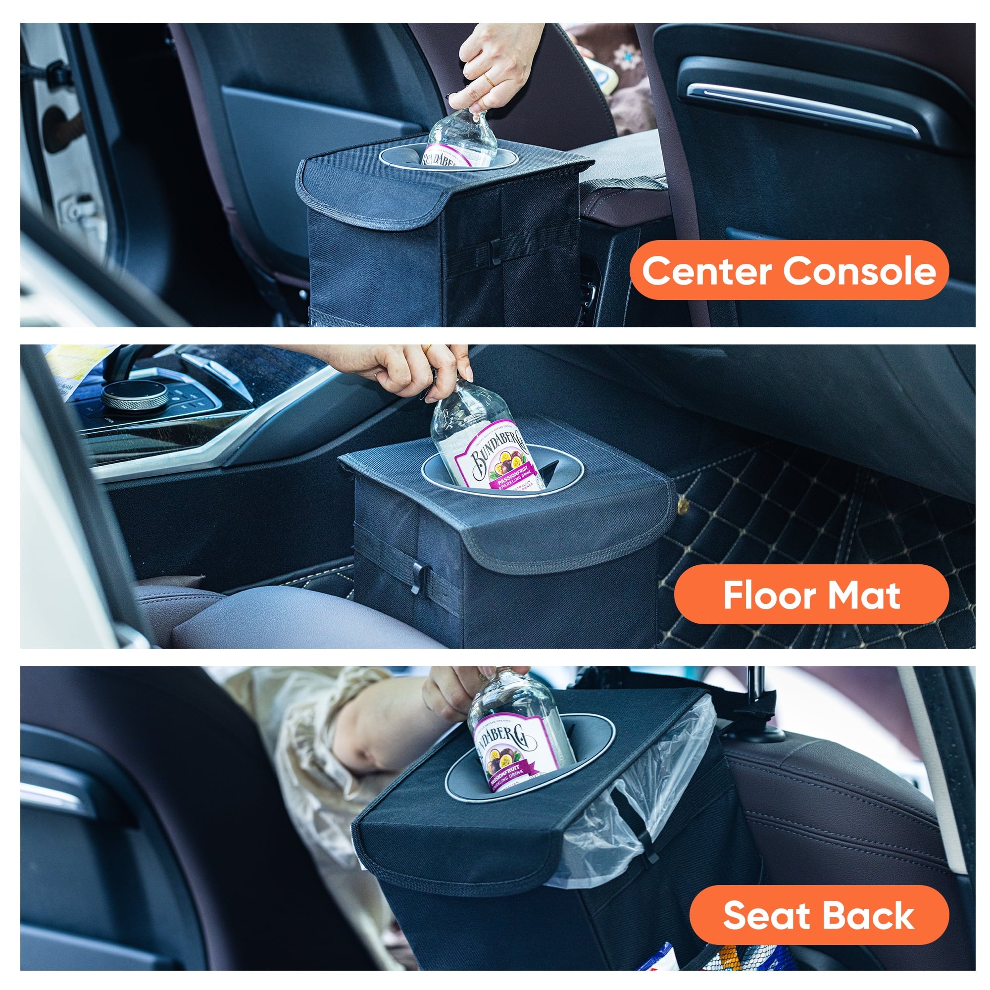 Keep Your Ride Clean – 3 Gallon Waterproof Car Trash Can with Lid & Mesh Pockets | Universal Fit for Cars, Trucks & SUVs