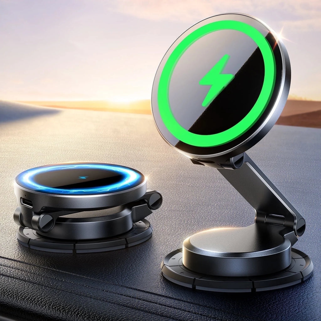 JOYROOM 15W MagSafe Car Mount & Wireless Charger — 360° Dashboard Phone Holder | Mount it. Charge it. Keep your route in view.