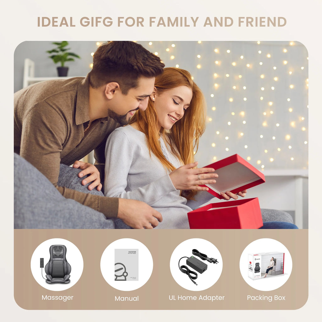 Relax On-The-Go – Comfier Back Massager with Heat Shiatsu Pad | Air Compression & Rolling Nodes for Neck, Back & Hips 