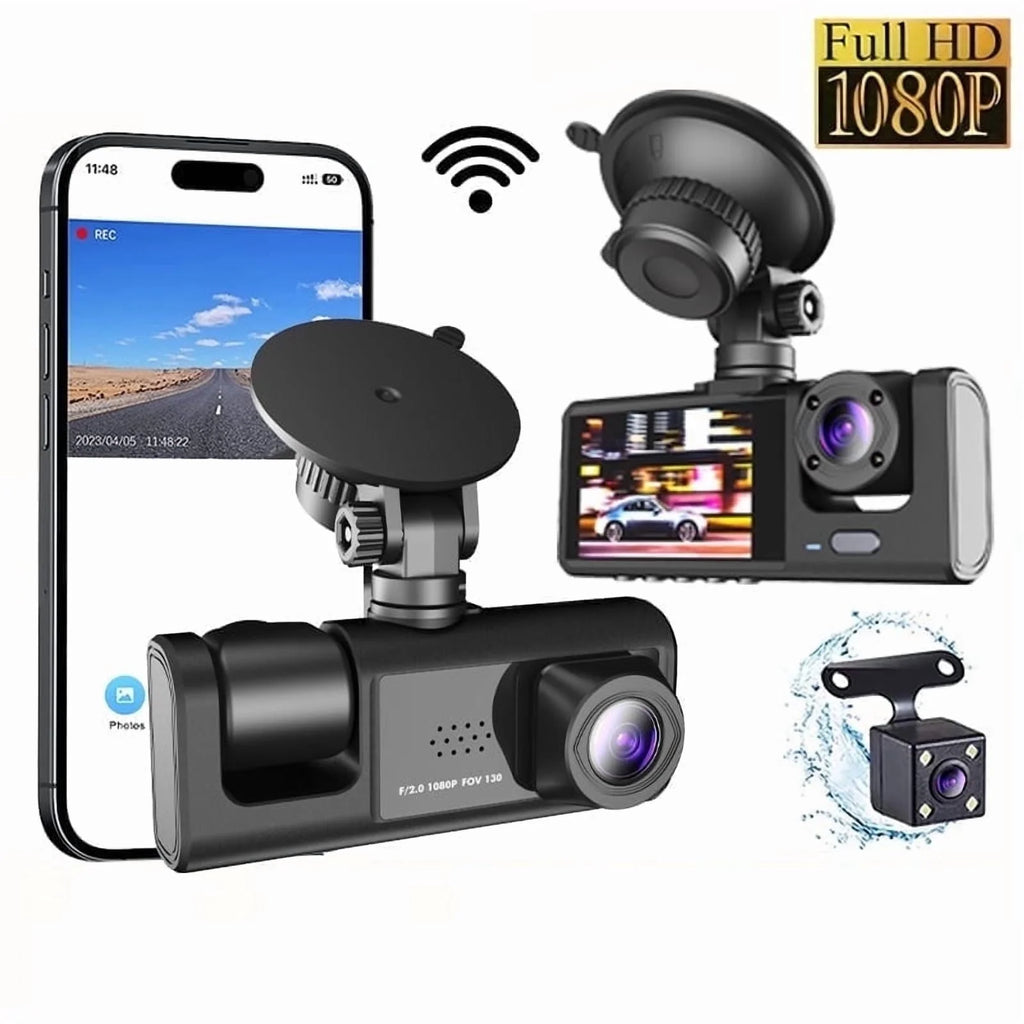 360° 4-Channel Dash Cam — Front, Cabin & Rear + Wi-Fi, GPS & 64GB Card | One camera. More angles. More evidence when it matters.