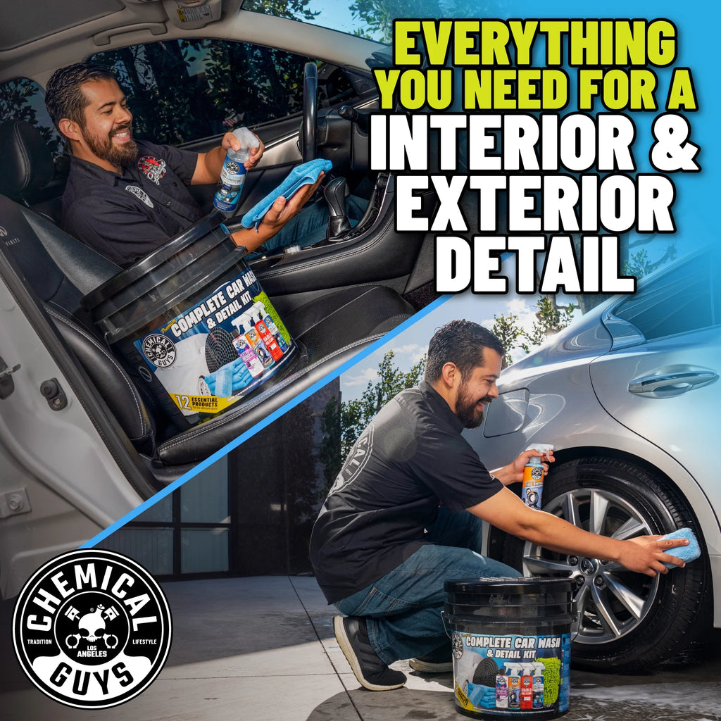 Ultimate Car Care Bundle – Chemical Guys 12-Piece Premium | Bucket Kit for Interior & Exterior Shine