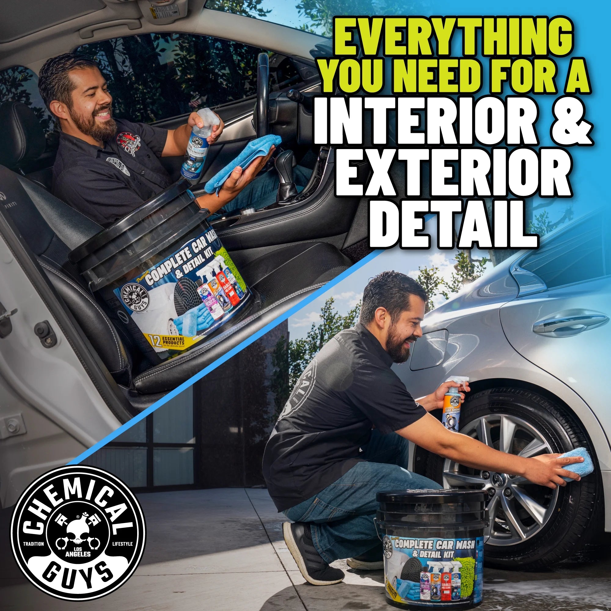 Ultimate Car Care Bundle – Chemical Guys 12-Piece Premium | Bucket Kit for Interior & Exterior Shine