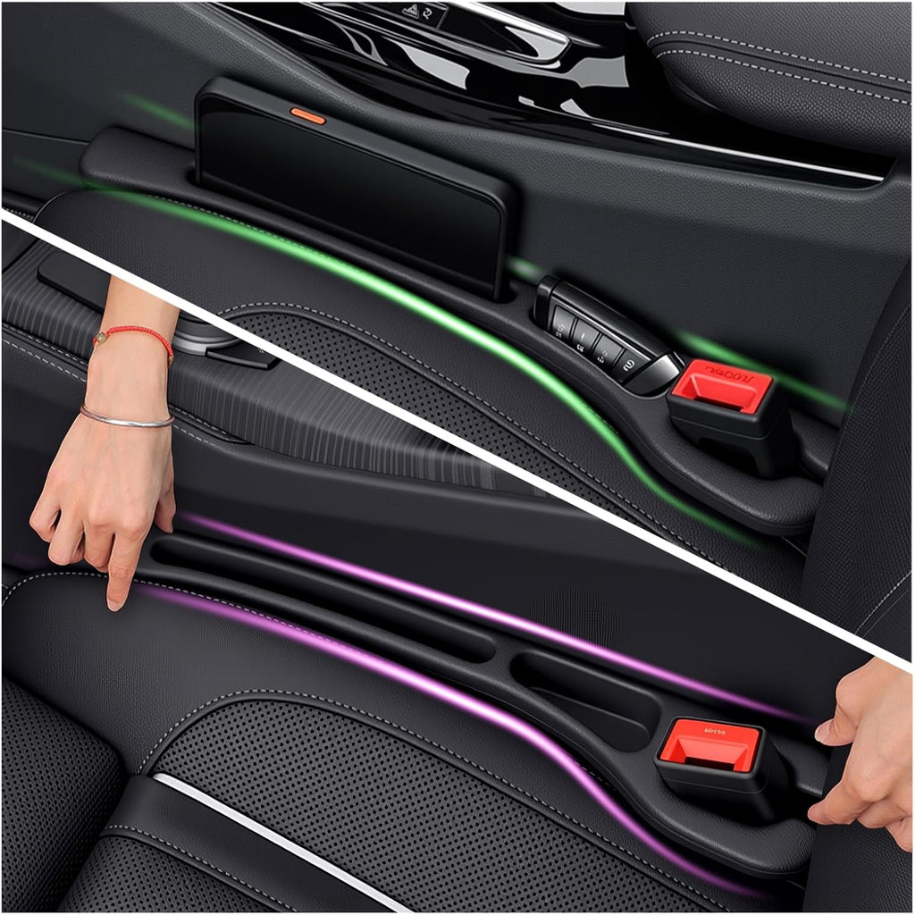 Stop Losing Items Between the Seats – 2-Pack Soft Car Seat Gap Filler Organizer with Storage Slots