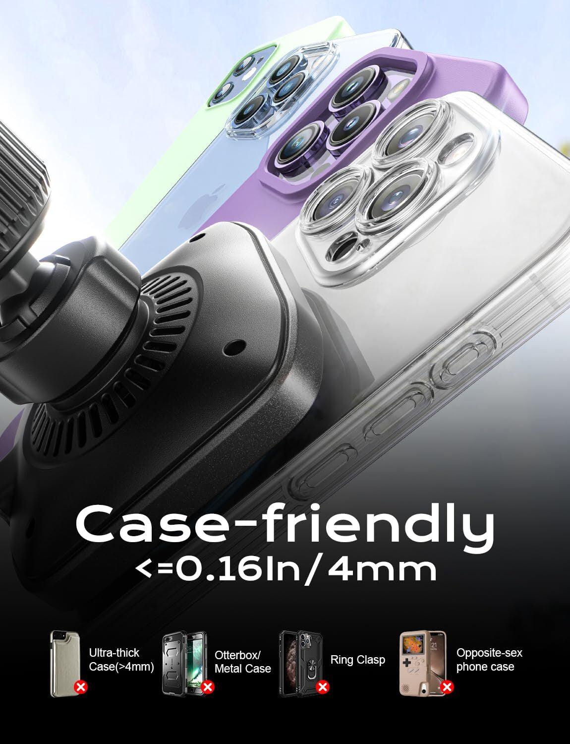 No More Overheating – MagSafe Fast Charger Mount with Cooling Fan | Stay Powered On Every Drive