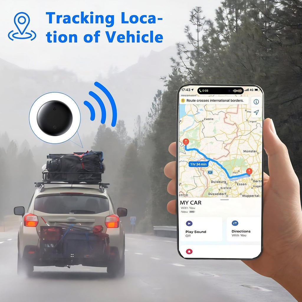 Mini GPS Vehicle Tracker Real-Time – Works with Apple Find My & Android Find My Device (No Subscription Required)