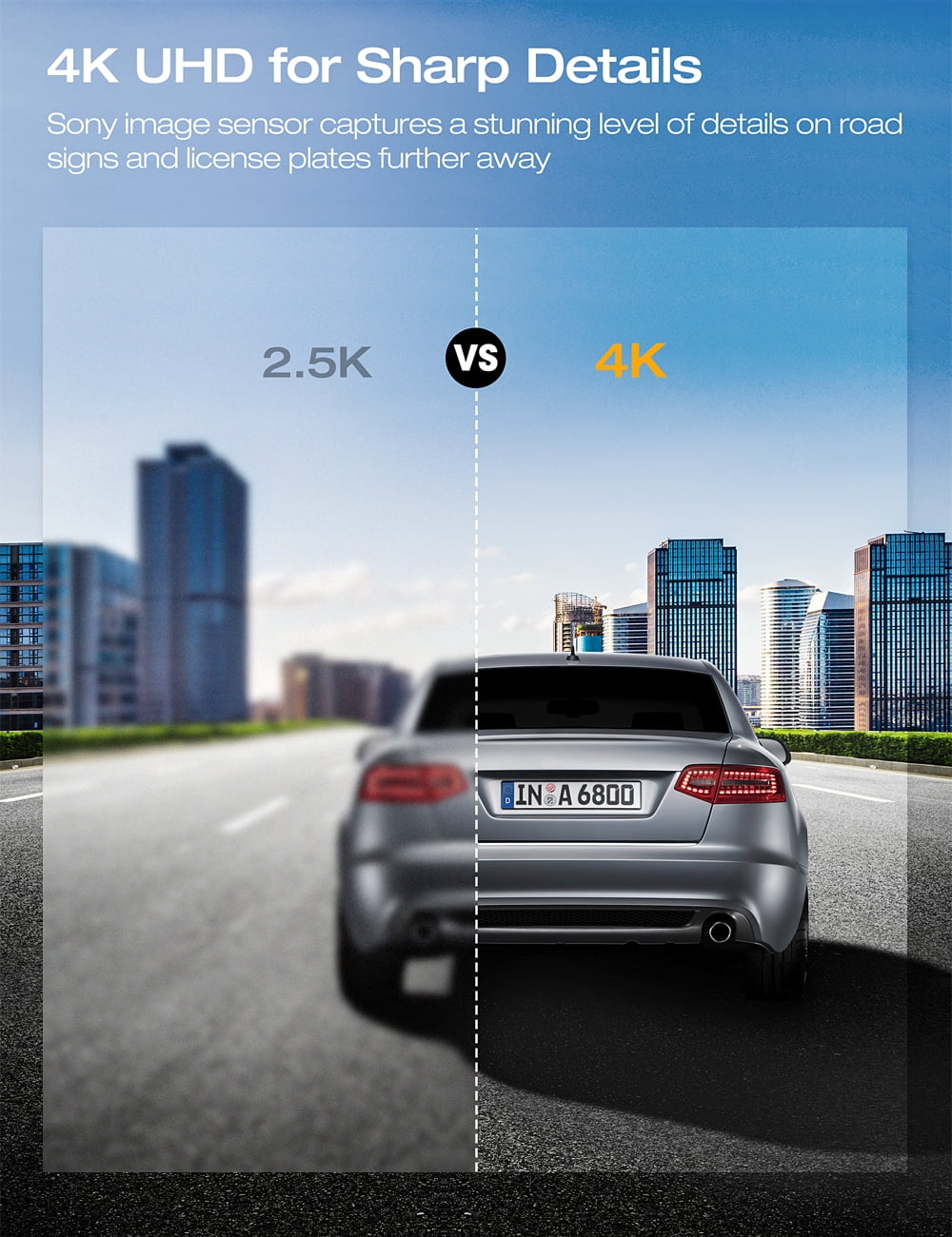 See Every Detail –  4K + 1080P Dual Dash Cam | Front & Rear, Night Vision & Parking Monitor