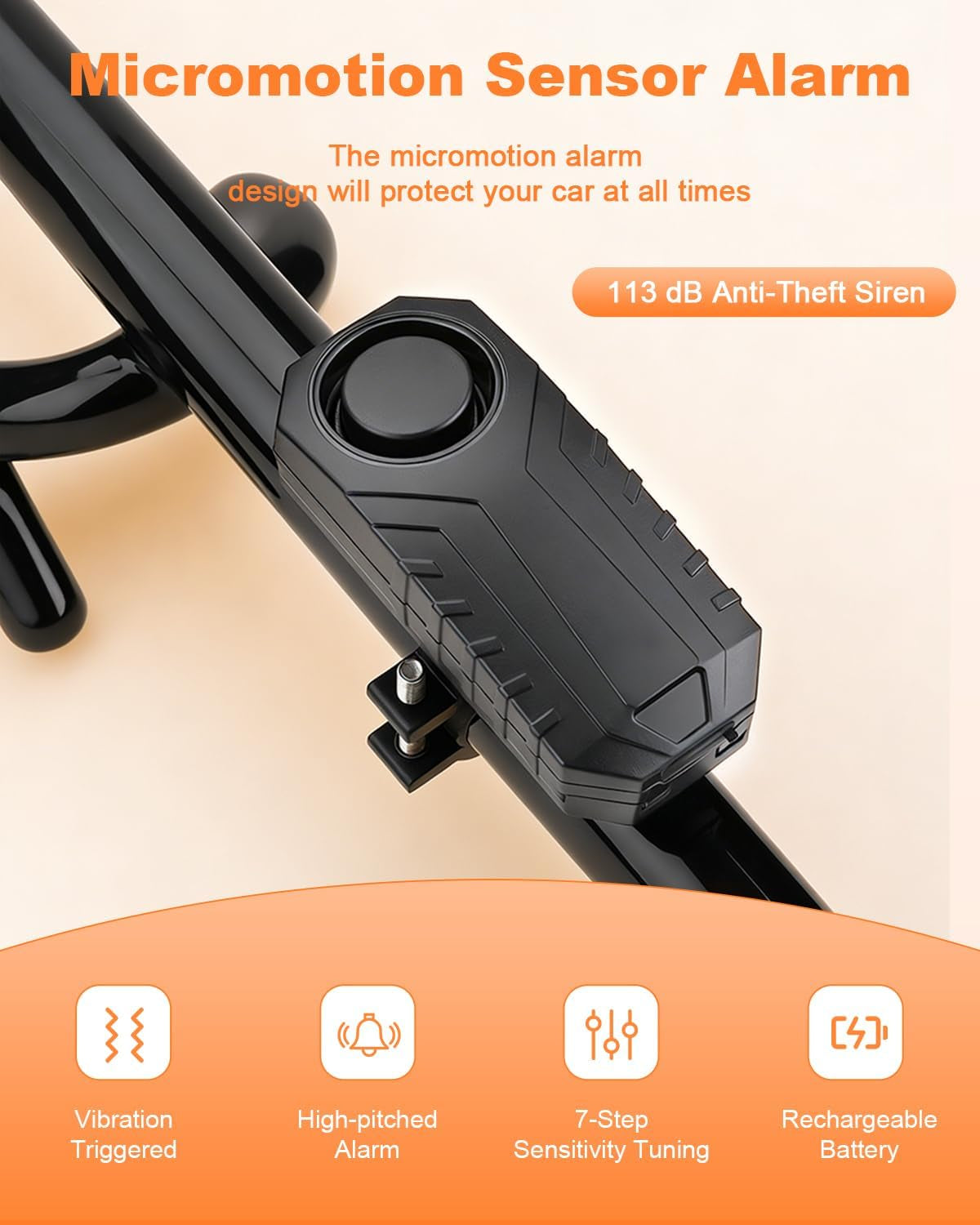 LECTOP Steering Wheel Lock with 113dB Alarm — Adjustable Anti-Theft Car Security Lock | Lock the wheel. Sound the alarm. Add another layer between your car and a thief